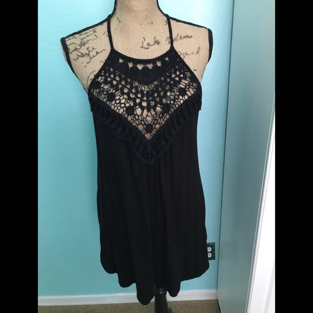 Black top/swim coverup large